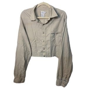 Cropped Calvin Klein Blue Stripe Button Down